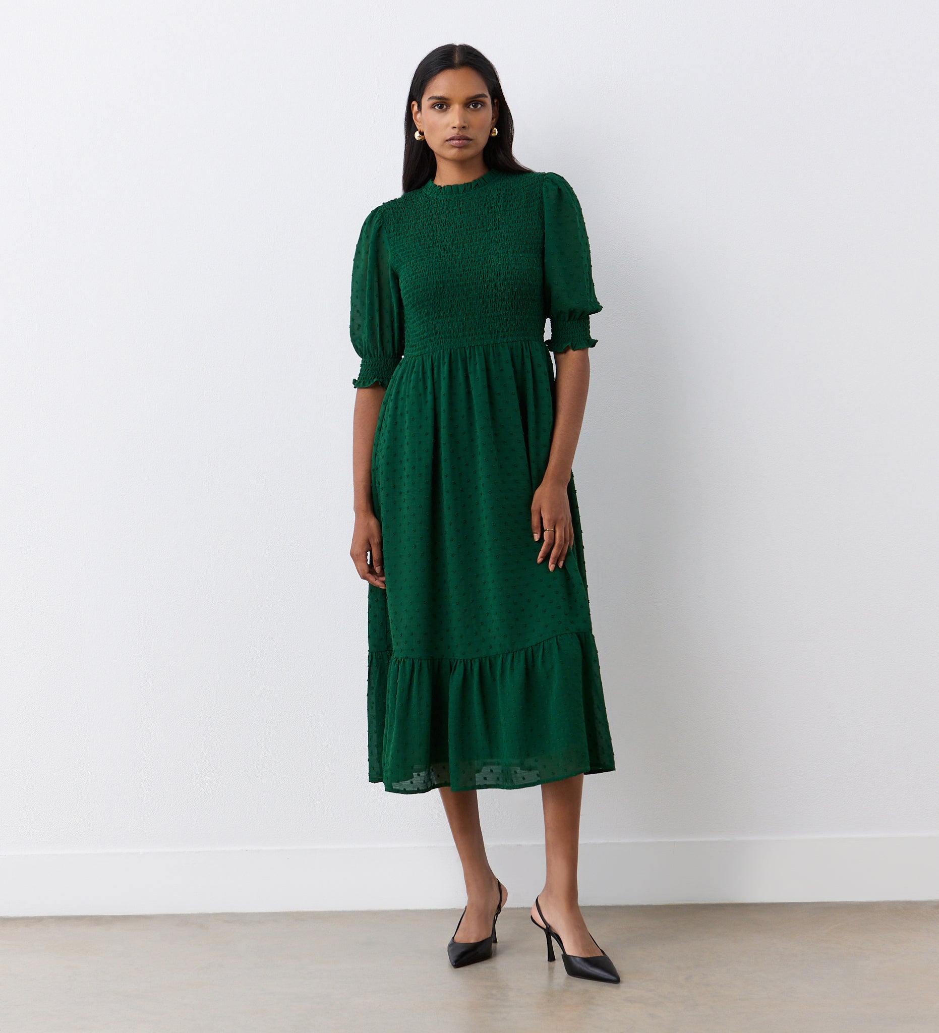 Midi dark green dress hotsell