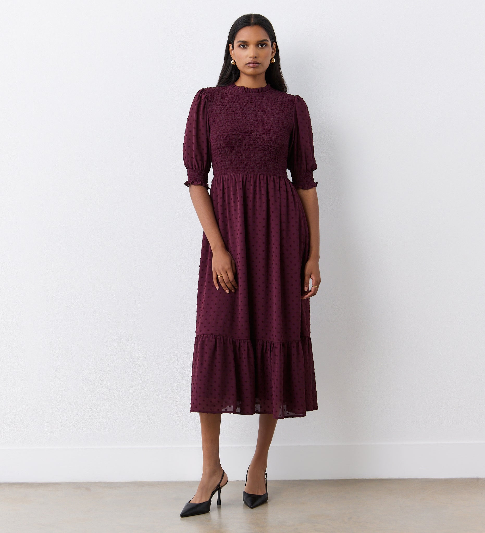 Dark purple midi dress best sale