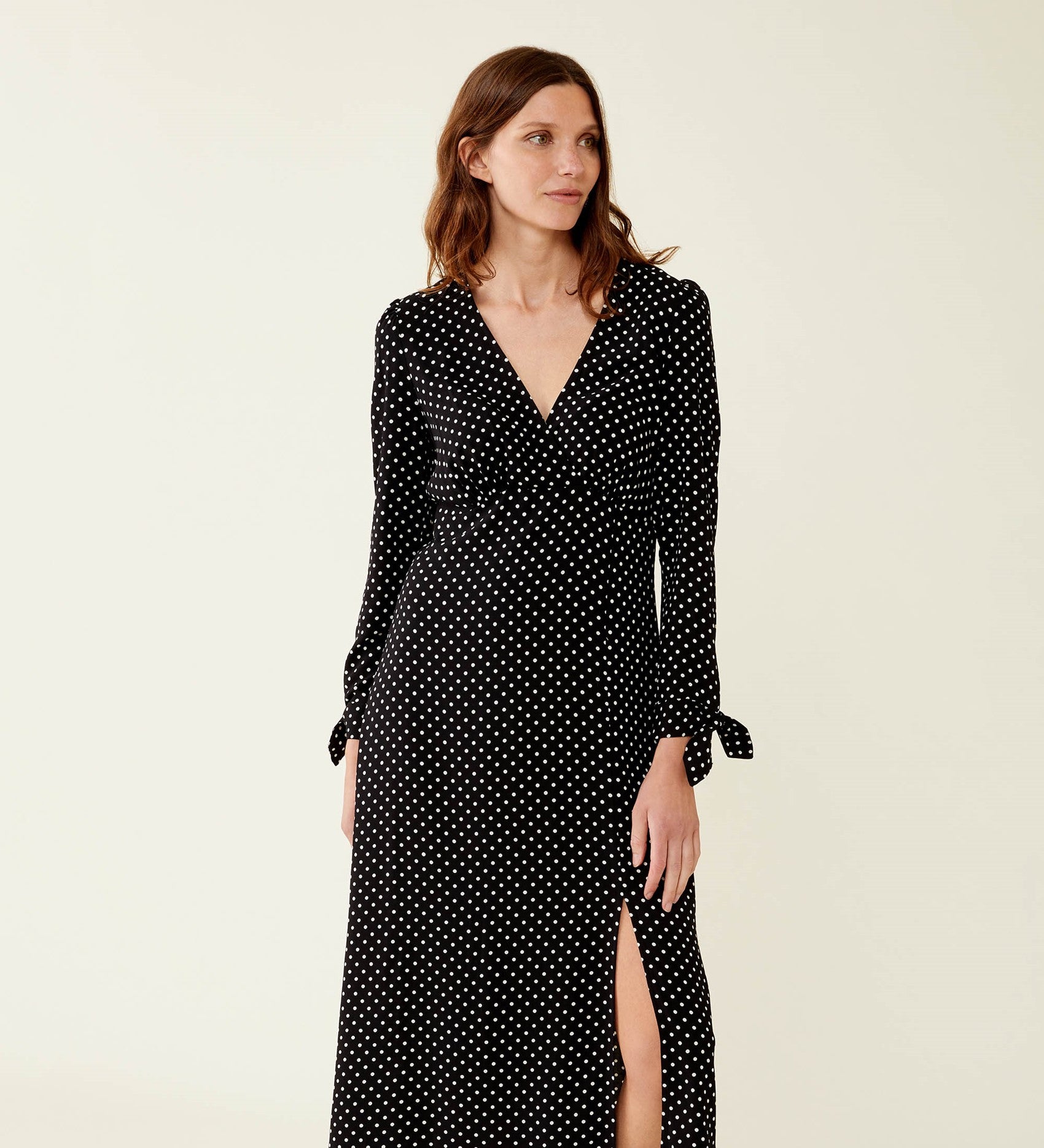 Black spot wrap dress best sale