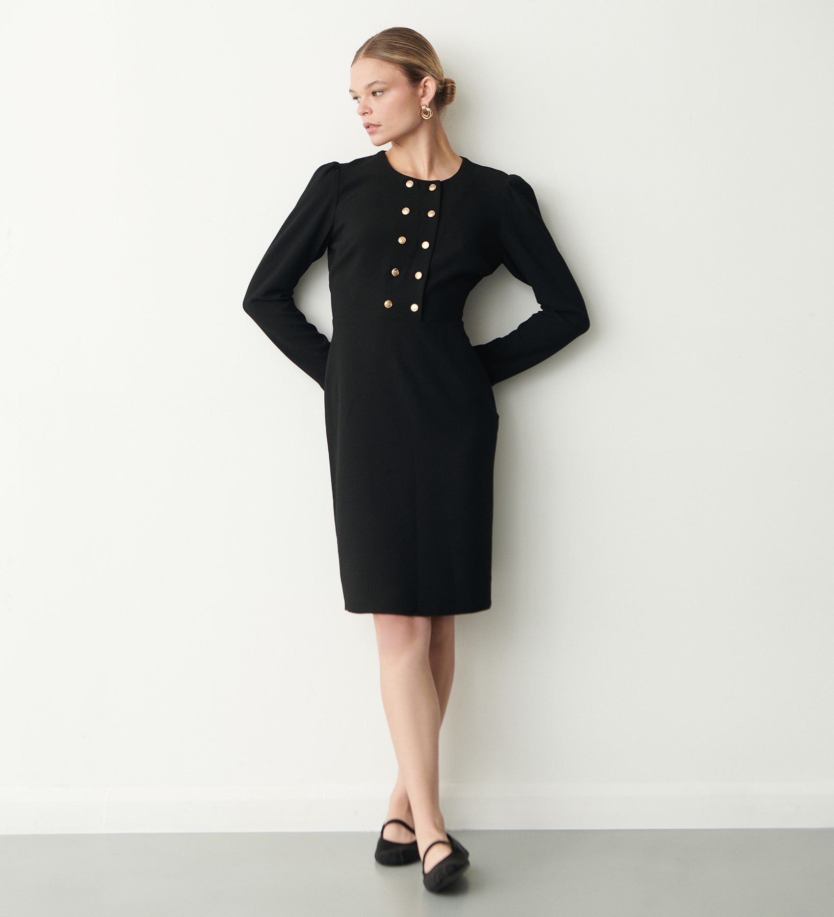 Black knee length frock hotsell