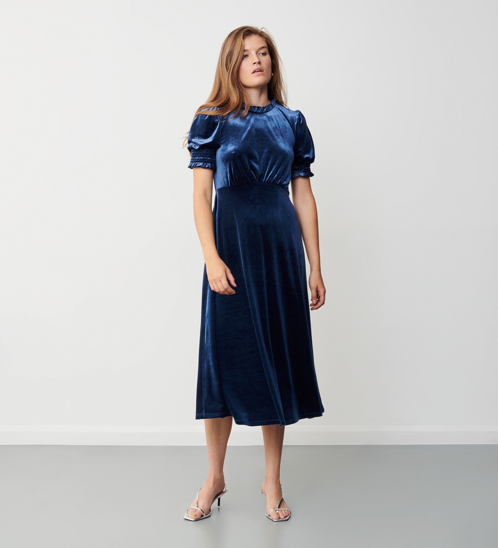 MARINA selling Blue velvet evening dress