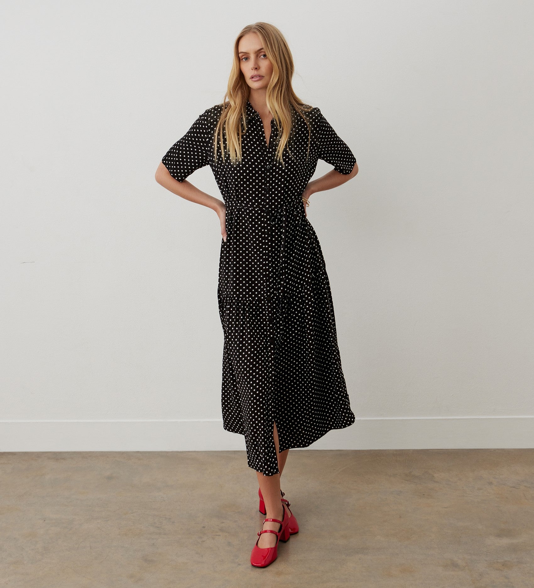 Black spotty dress zara best sale