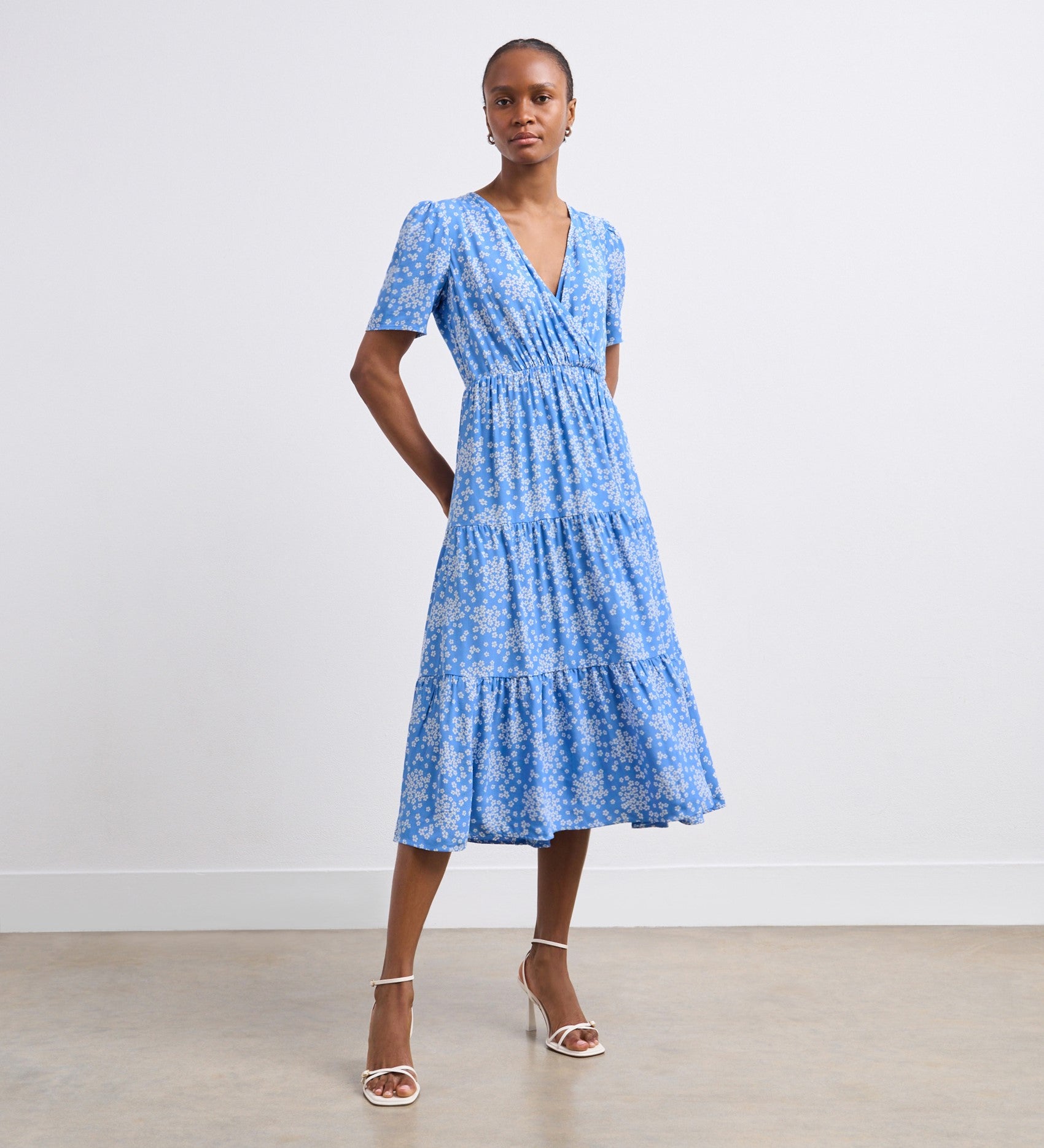 Amara Blue Ditsy Midi Dress