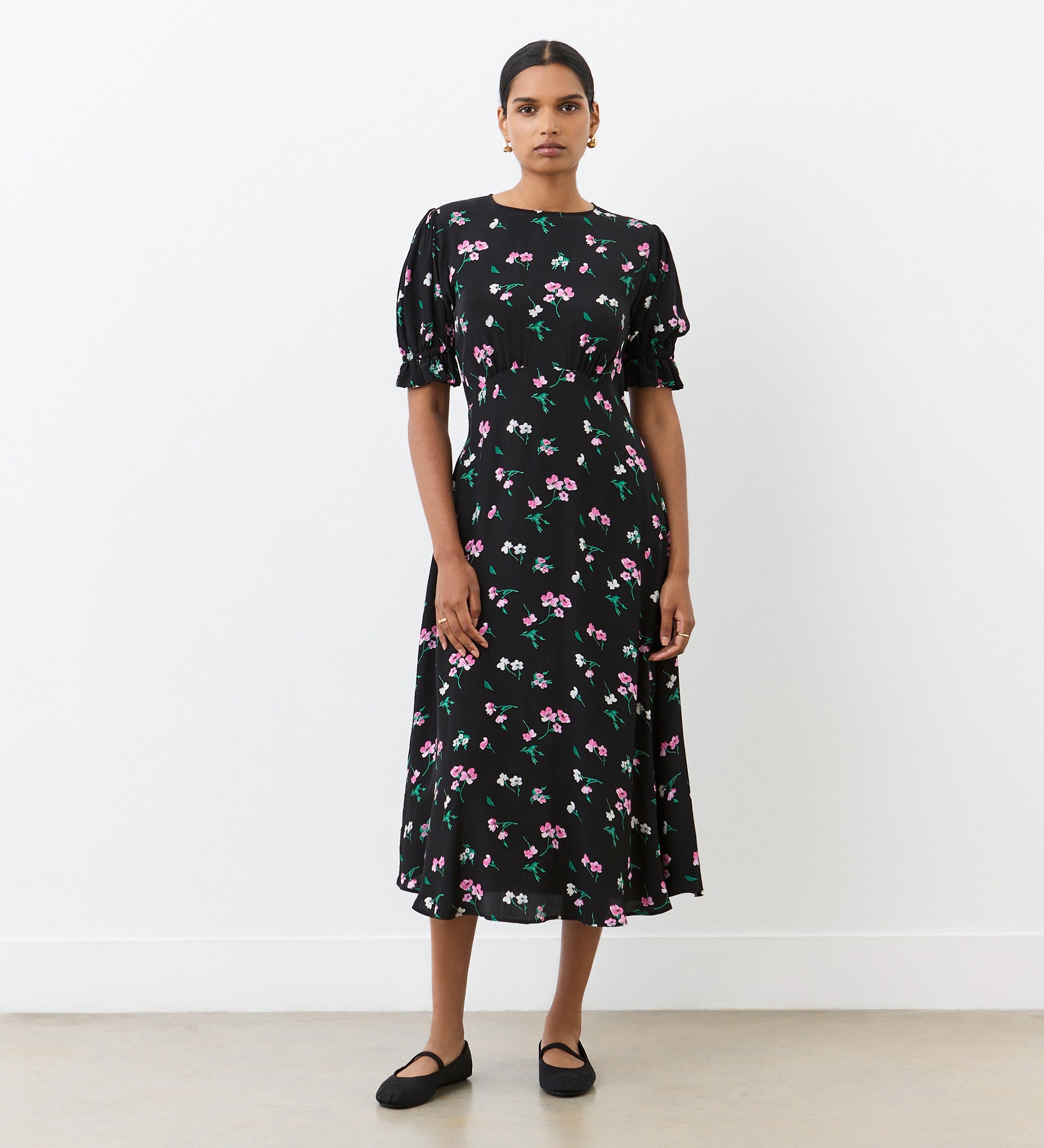 Elegant black midi dress best sale