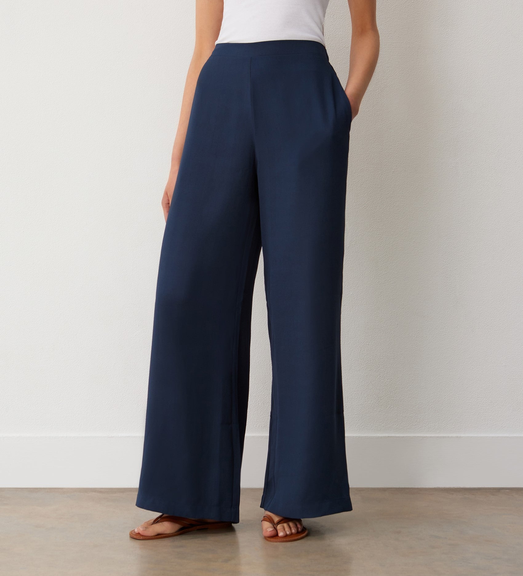 Ladies navy evening trousers best sale