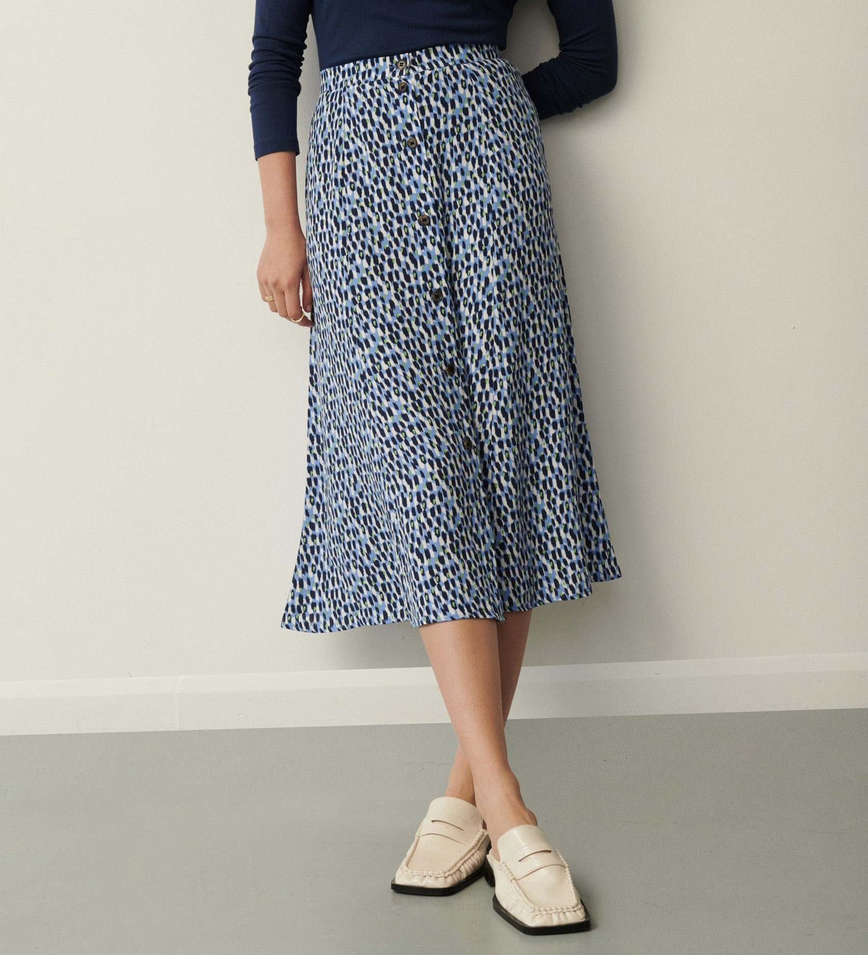 Jude Blue Dash Midi Skirt