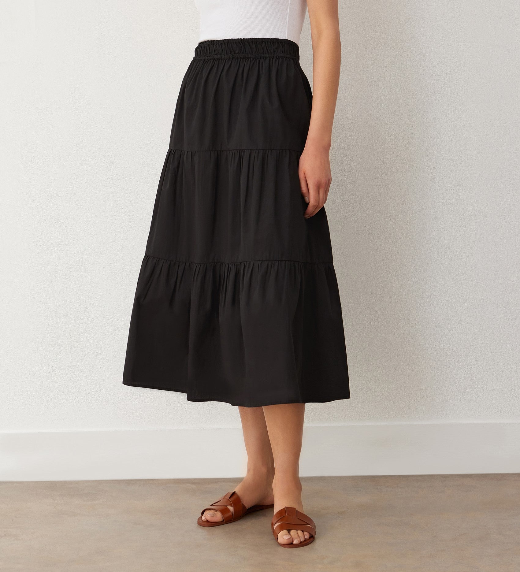 Black midi skirt cotton best sale