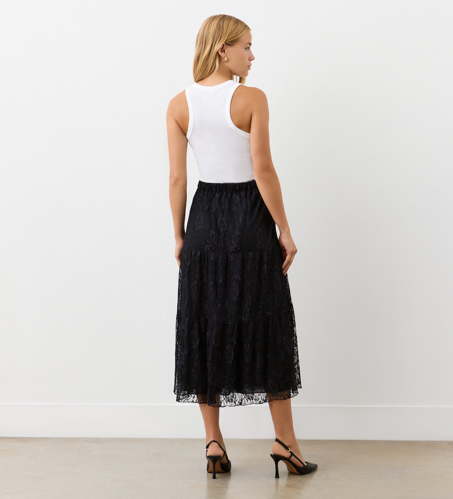 Abbie Black Lace Midi Skirt