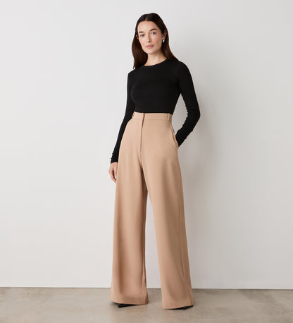 Addie Camel Wide Leg Trousers