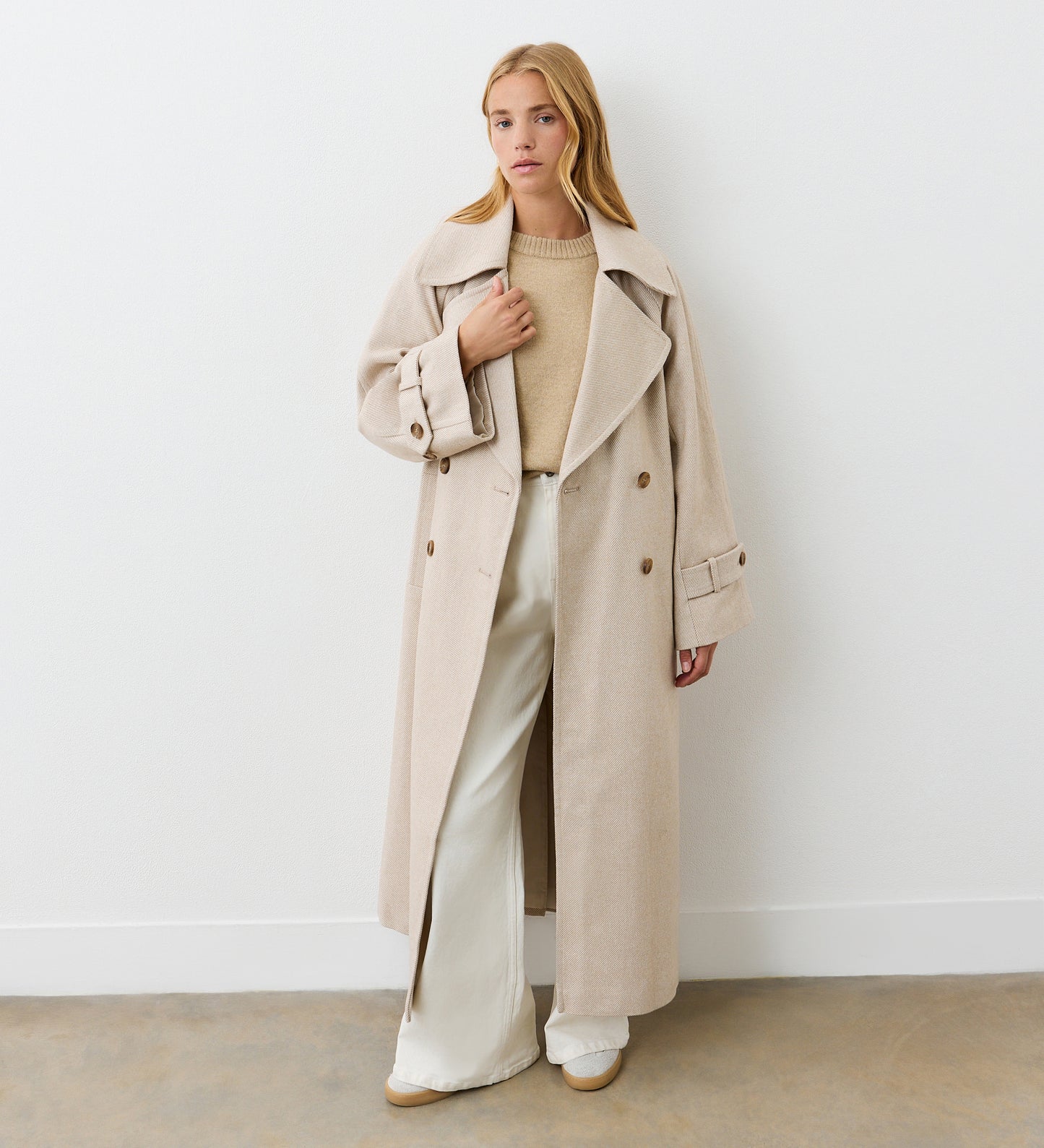 Adrianna Camel Longline Coat