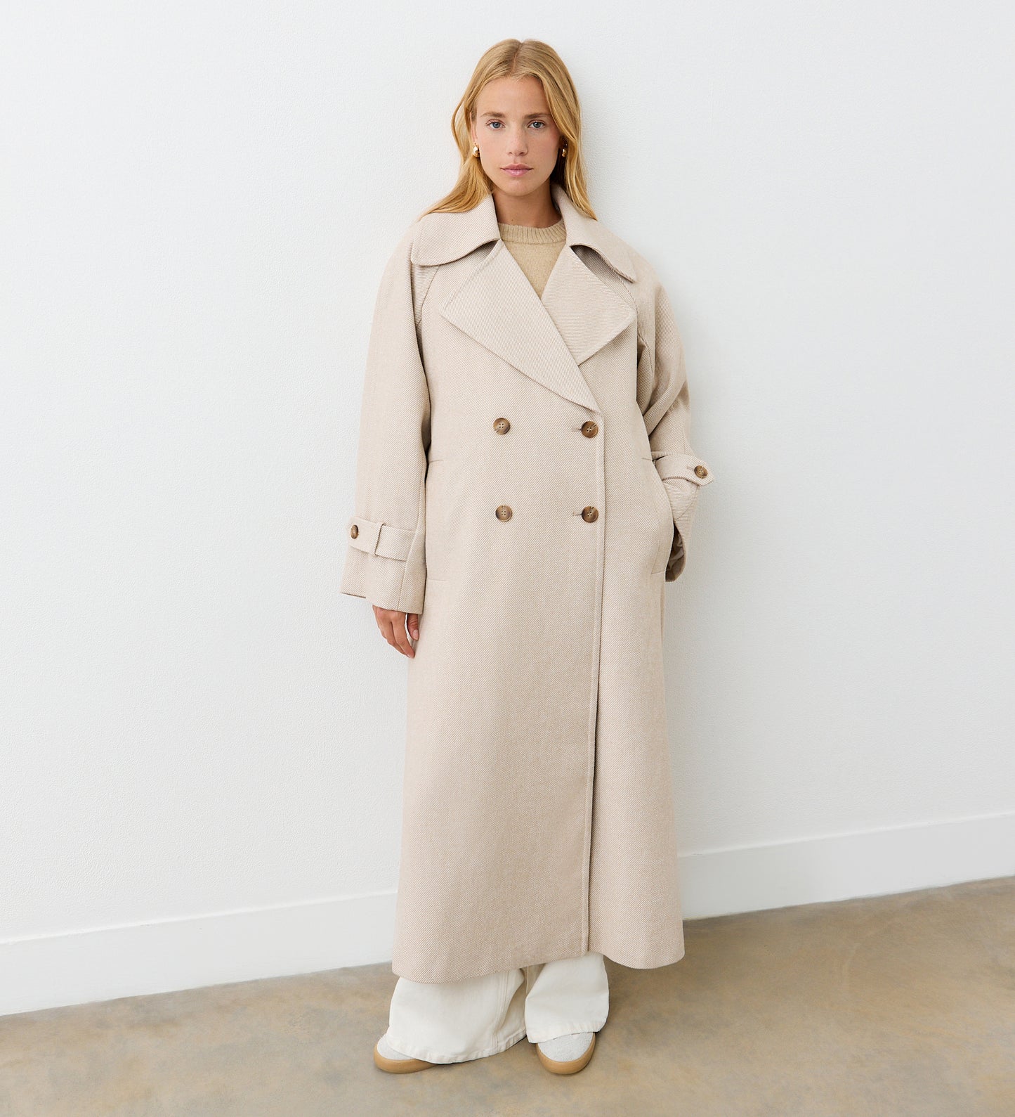 Adrianna Camel Longline Coat