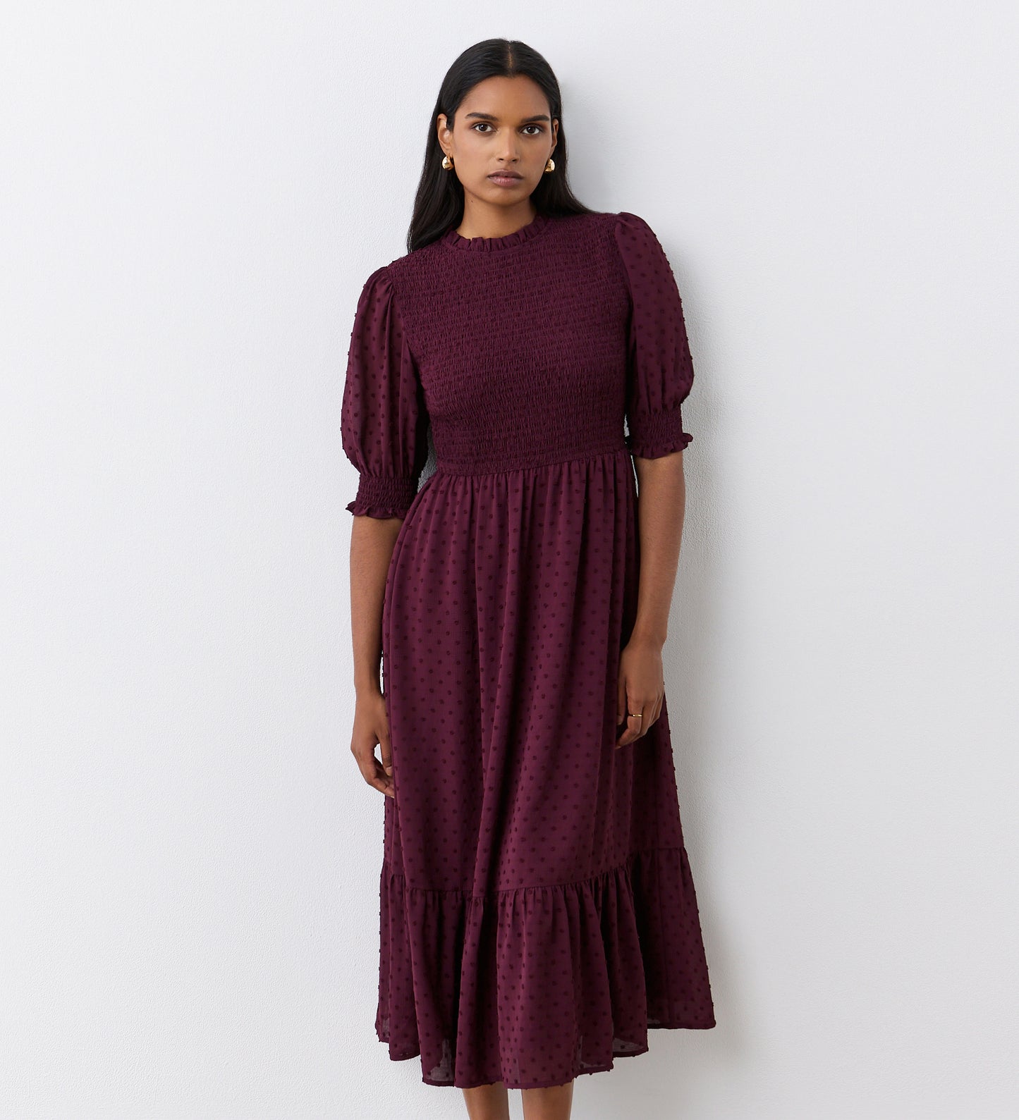 Amelia Dark Purple Georgette Midi Dress