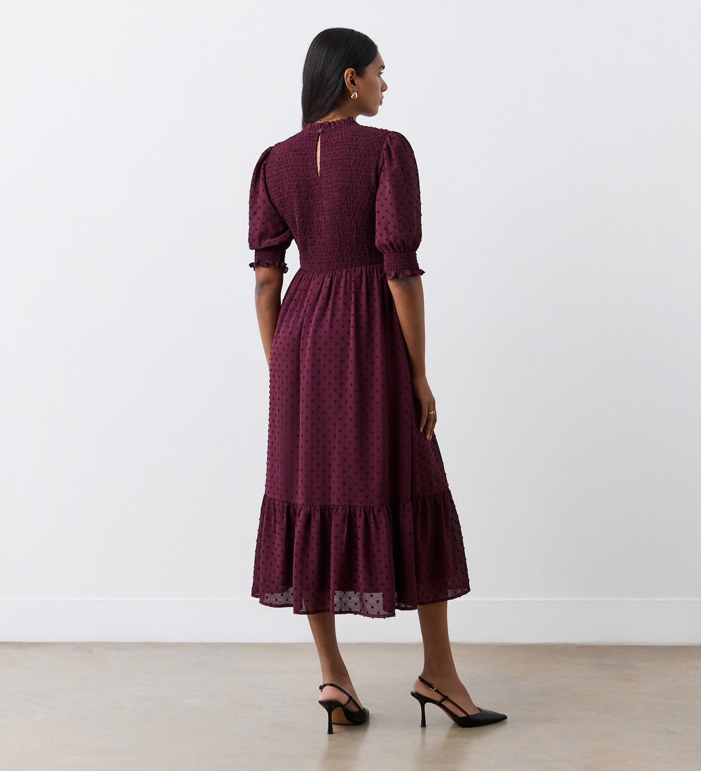 Amelia Dark Purple Georgette Midi Dress