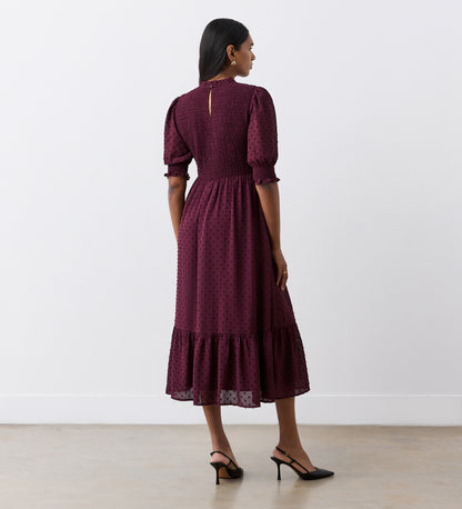 Amelia Dark Purple Georgette Midi Dress