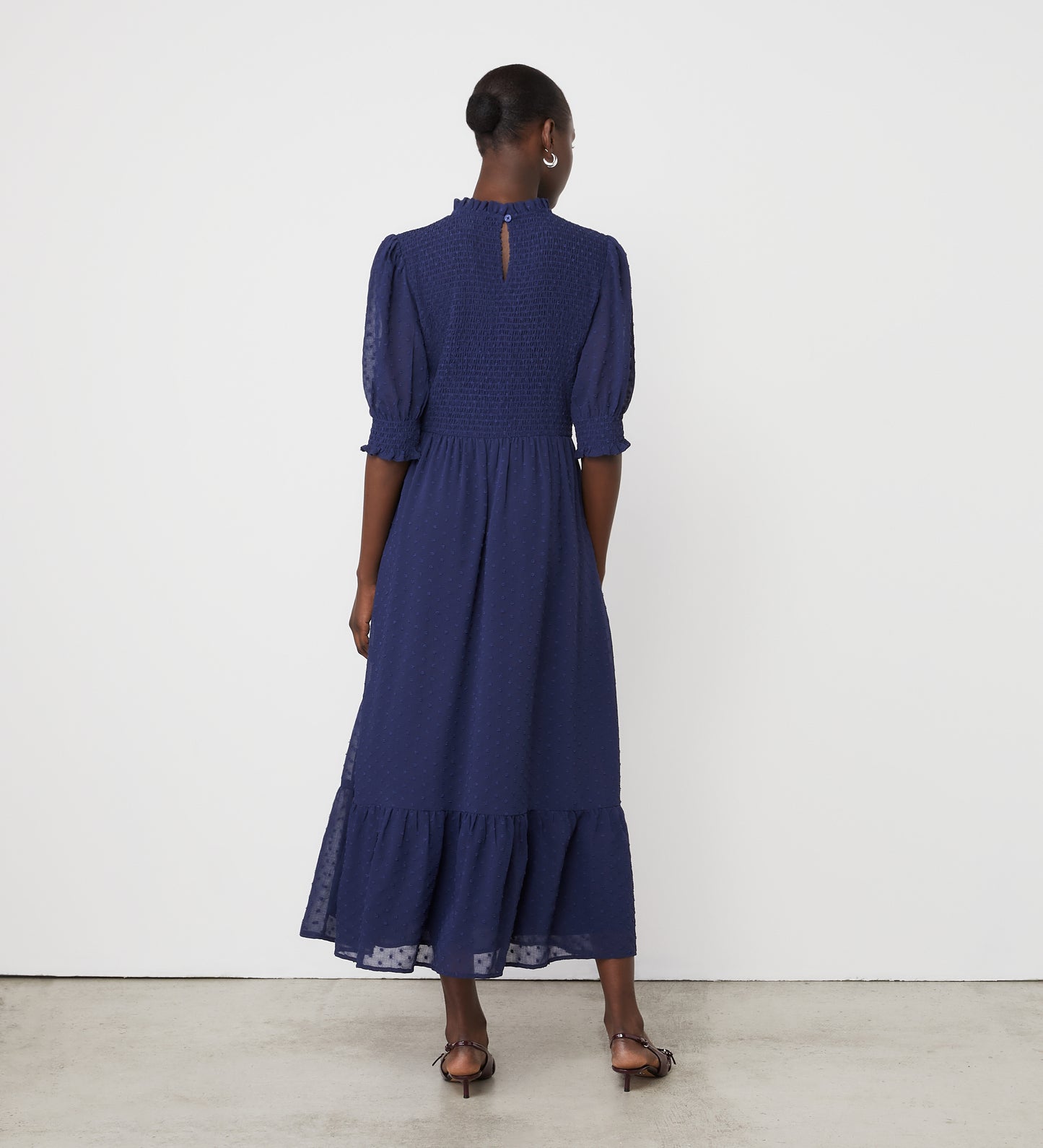 Amelia Navy Chiffon Midi Dress