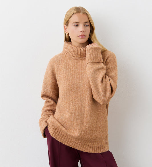 Arabella Brown Ombre Knitted Roll Neck Jumper