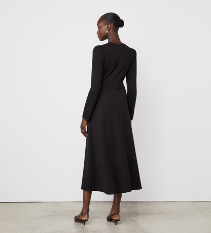 Aria Black Ponte Jersey Midi Dress