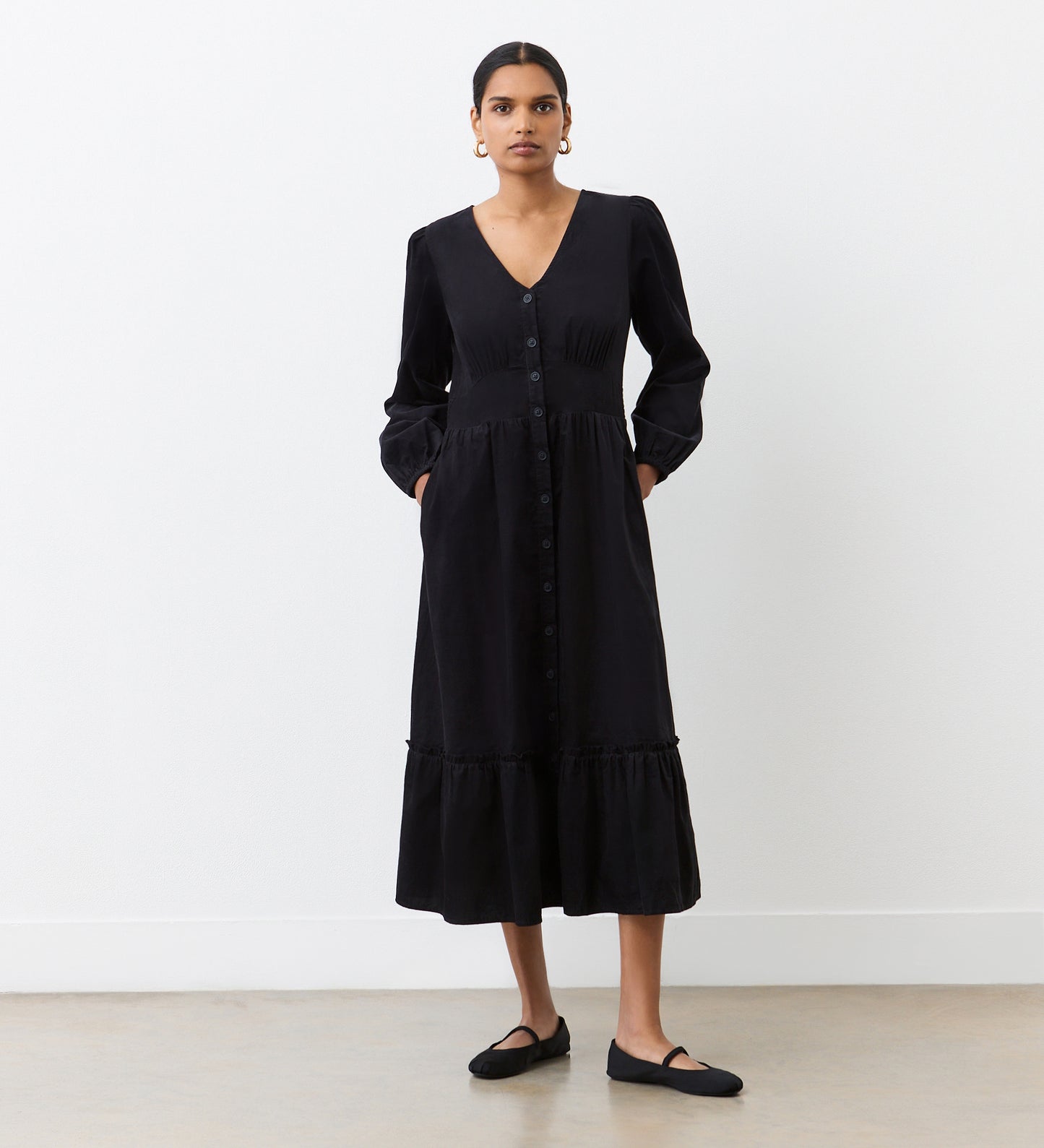 Arizona Black Corduroy Midi Dress