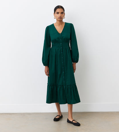 Arizona Bottle Green Corduroy Midi Dress