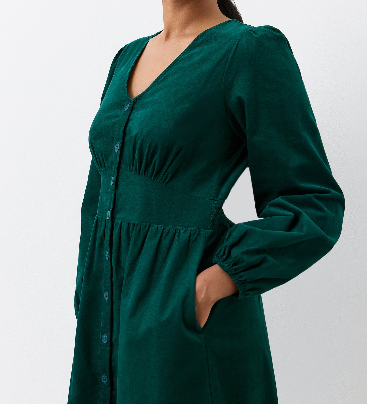 Arizona Bottle Green Corduroy Midi Dress