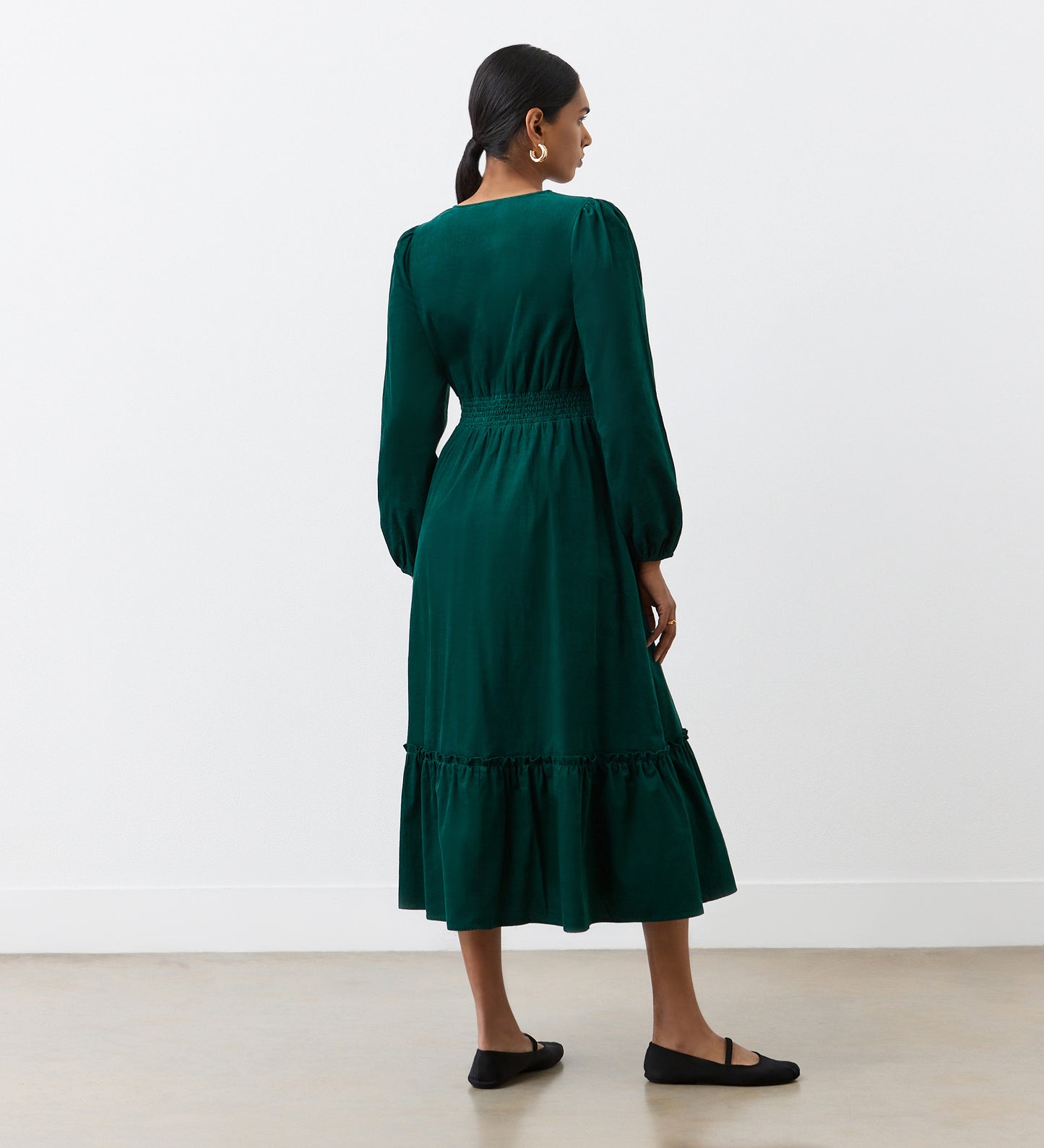 Arizona Bottle Green Corduroy Midi Dress