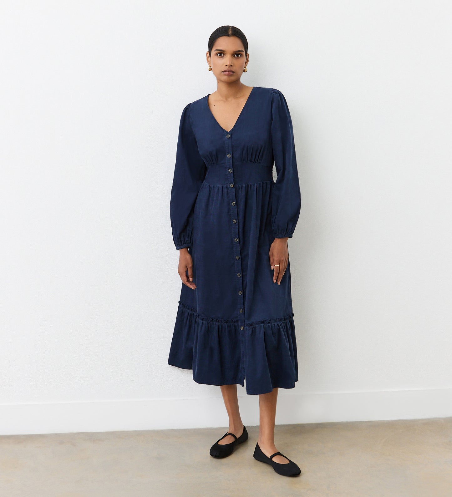 Arizona Navy Corduroy Midi Dress