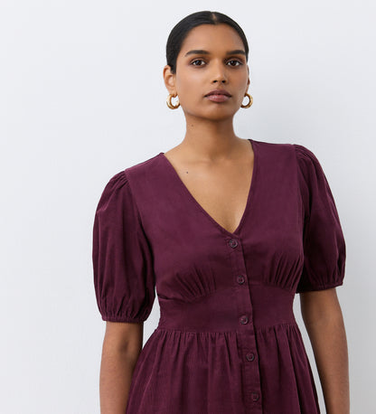 Arlow Burgundy Corduroy Midi Dress