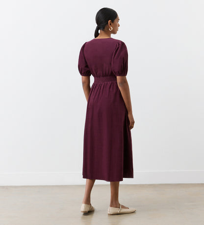 Arlow Burgundy Corduroy Midi Dress