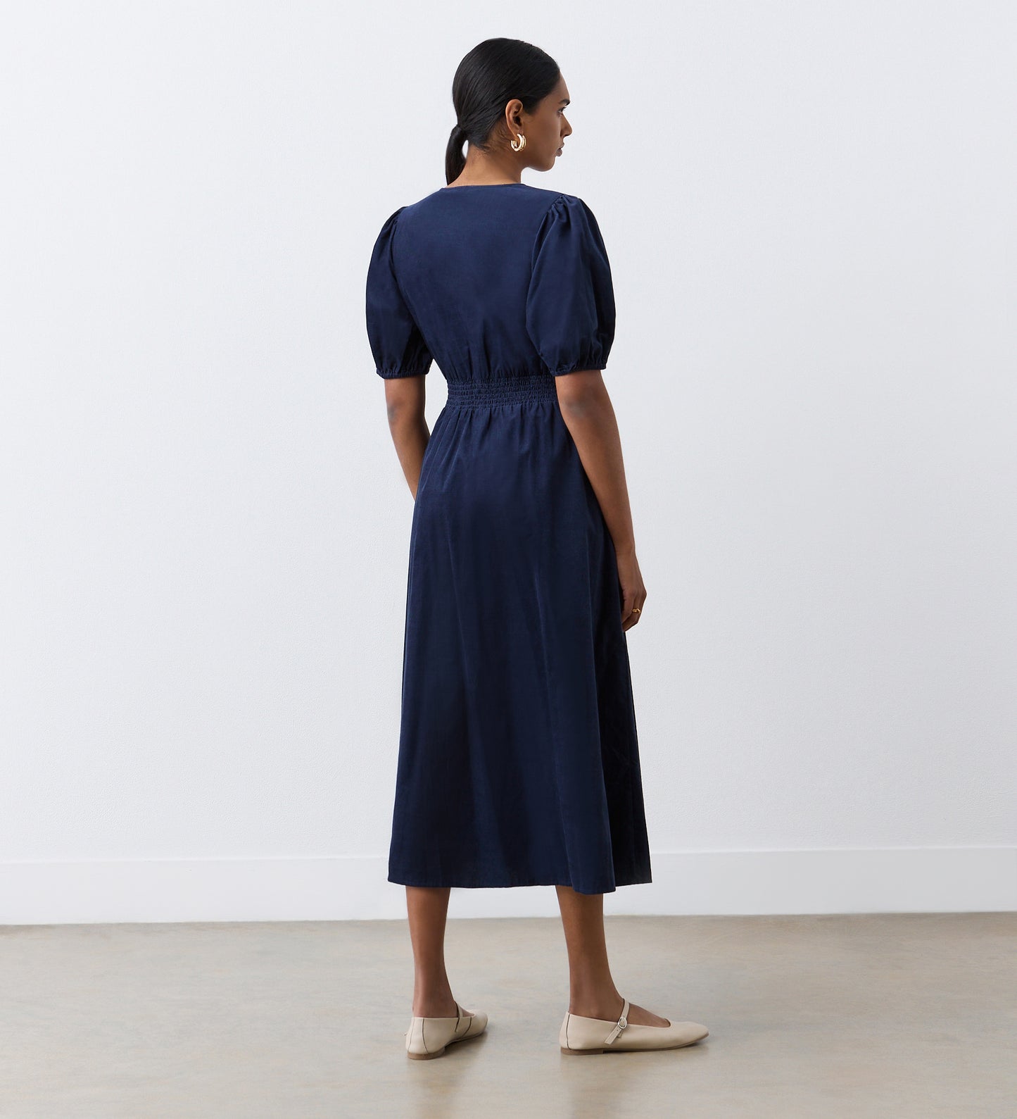 Arlow Navy Corduroy Midi Dress