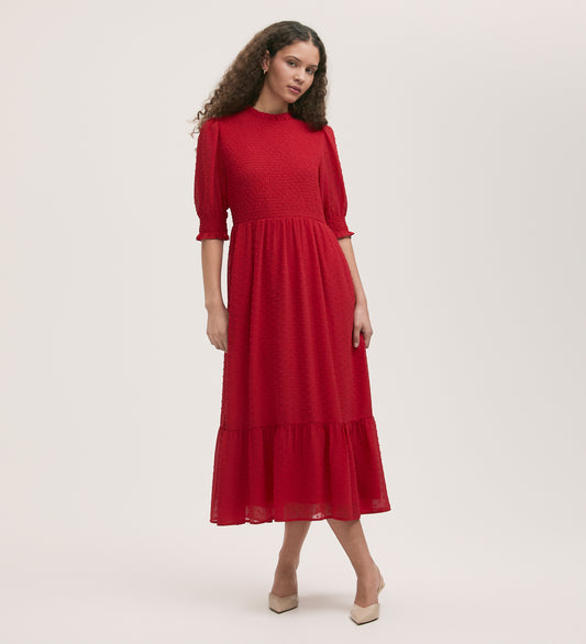 Amelia Red Chiffon Dress