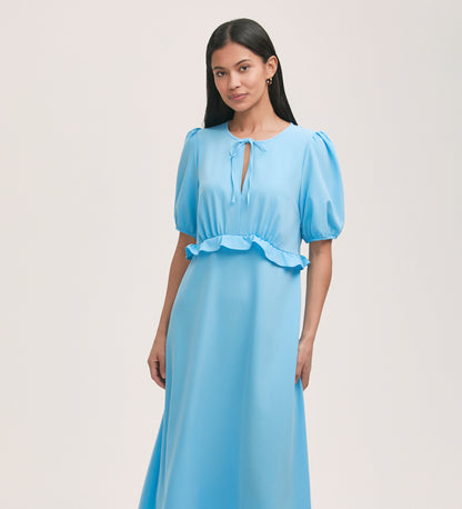 Anika Light Blue Crepe Midi Tea Dress