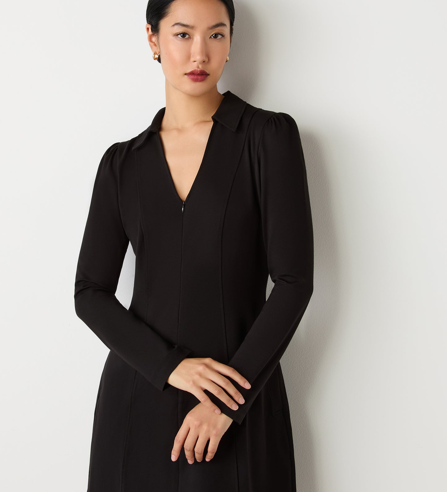 Bethany Black Ponte Jersey Midi Dress