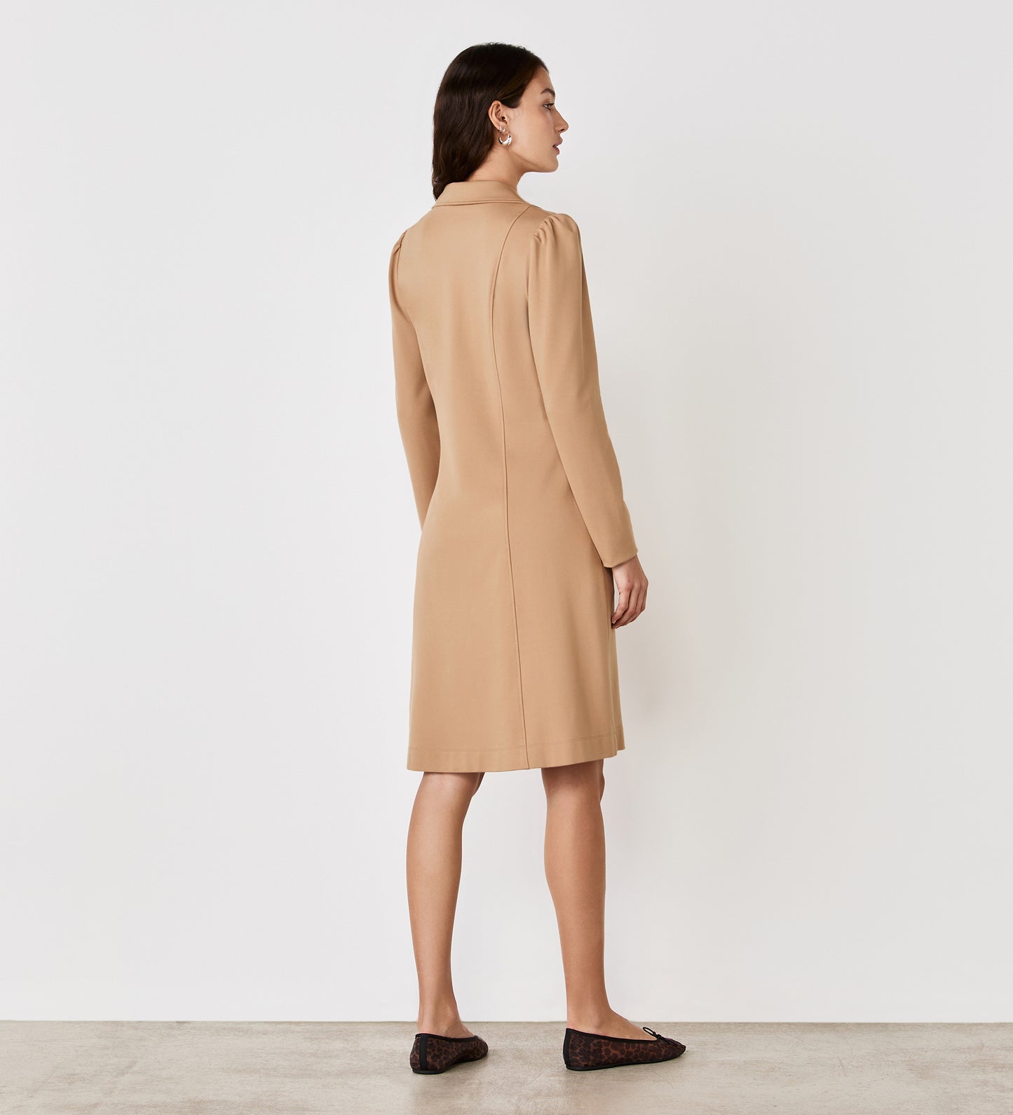 Bethany Camel Ponte Jersey Knee Length Dress