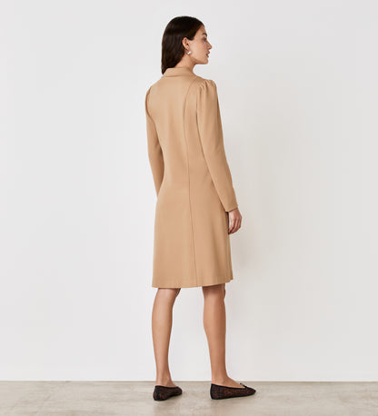 Bethany Camel Ponte Knee Length Dress