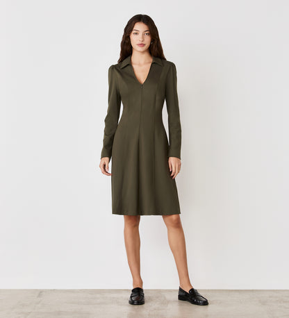 Bethany Khaki Ponte Knee Length Dress