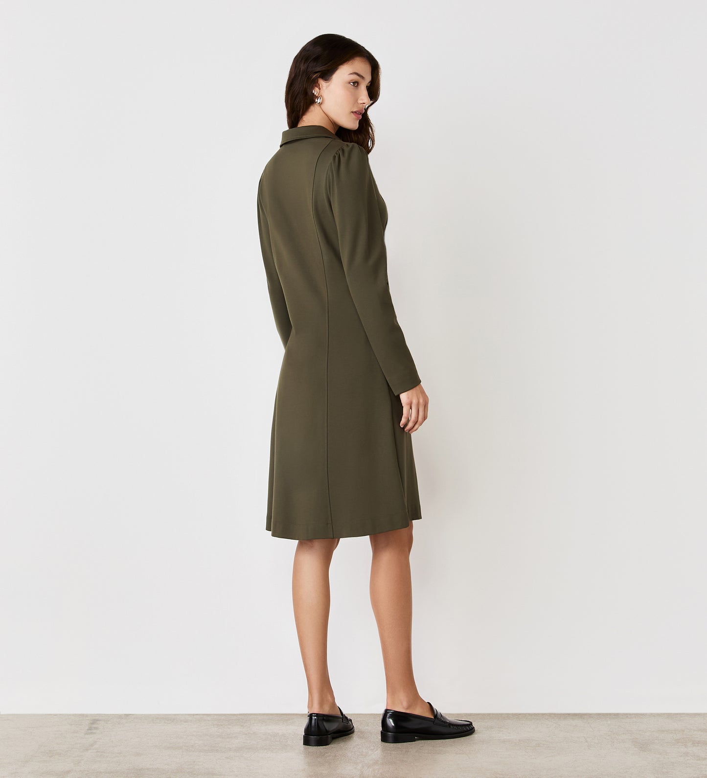 Bethany Khaki Ponte Knee Length Dress