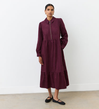 Callie Burgundy Corduroy Midi Dress