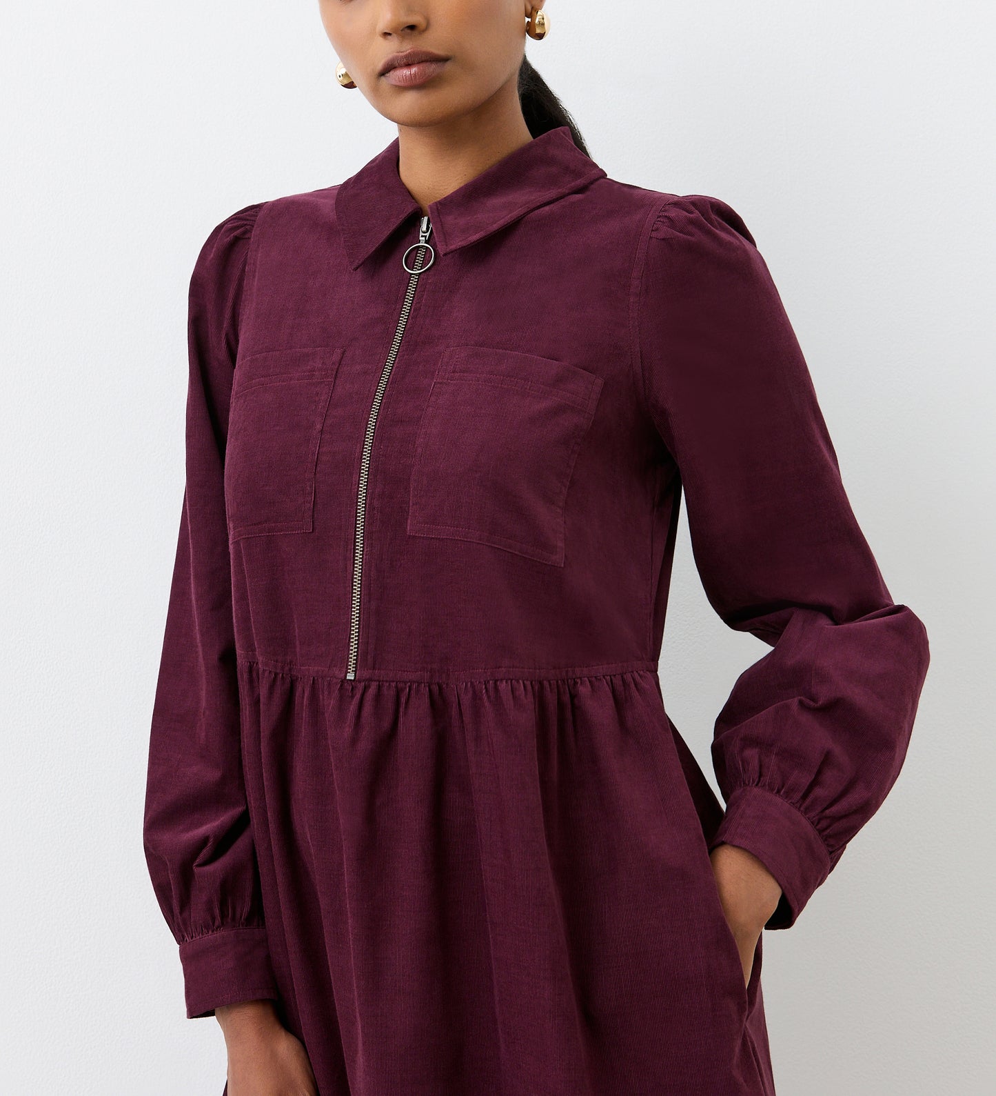 Callie Burgundy Corduroy Midi Dress