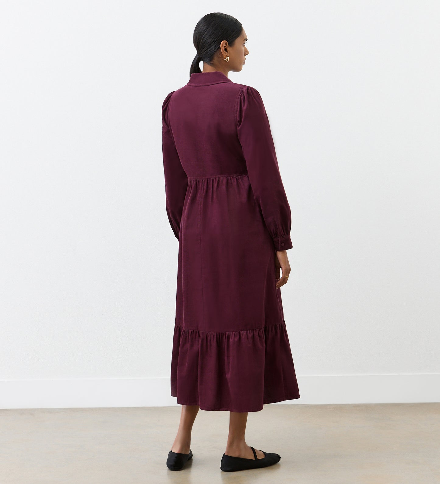 Callie Burgundy Corduroy Midi Dress