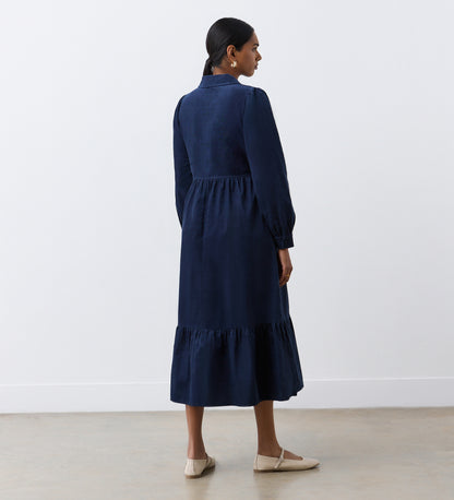 Callie Navy Corduroy Midi Dress