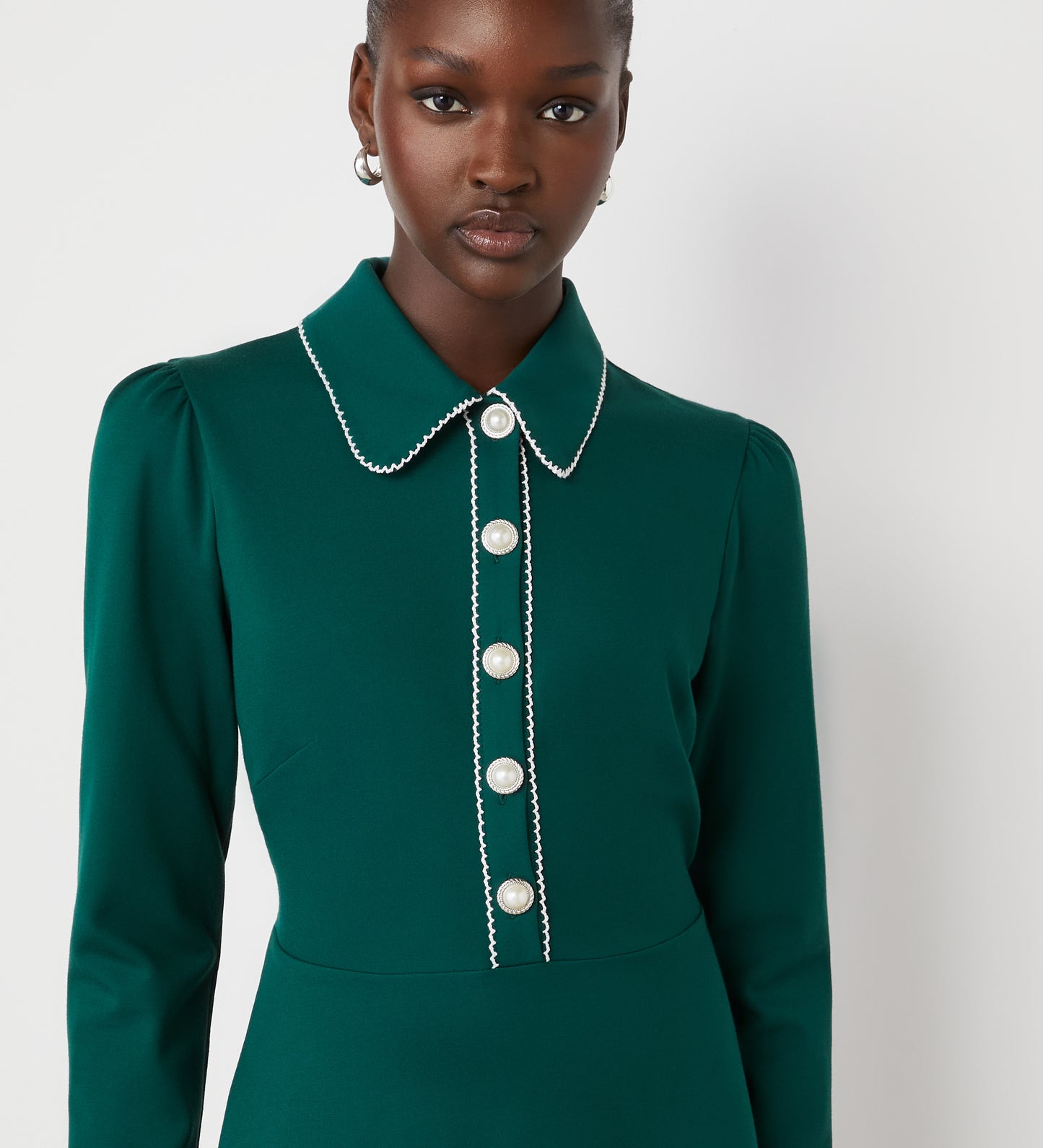 Clarice Bottle Green Ponte Jersey Midi Dress