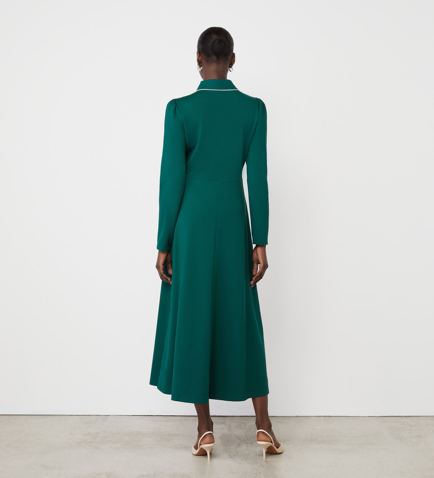 Clarice Bottle Green Ponte Jersey Midi Dress