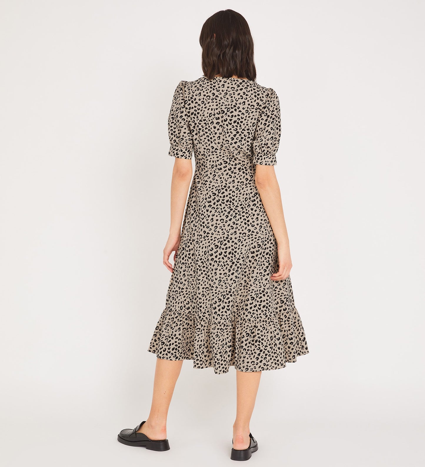 Ari Midi Black Leopard Dress