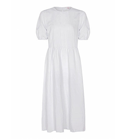 Florence White Embroidered Floral Linen Rich Dress