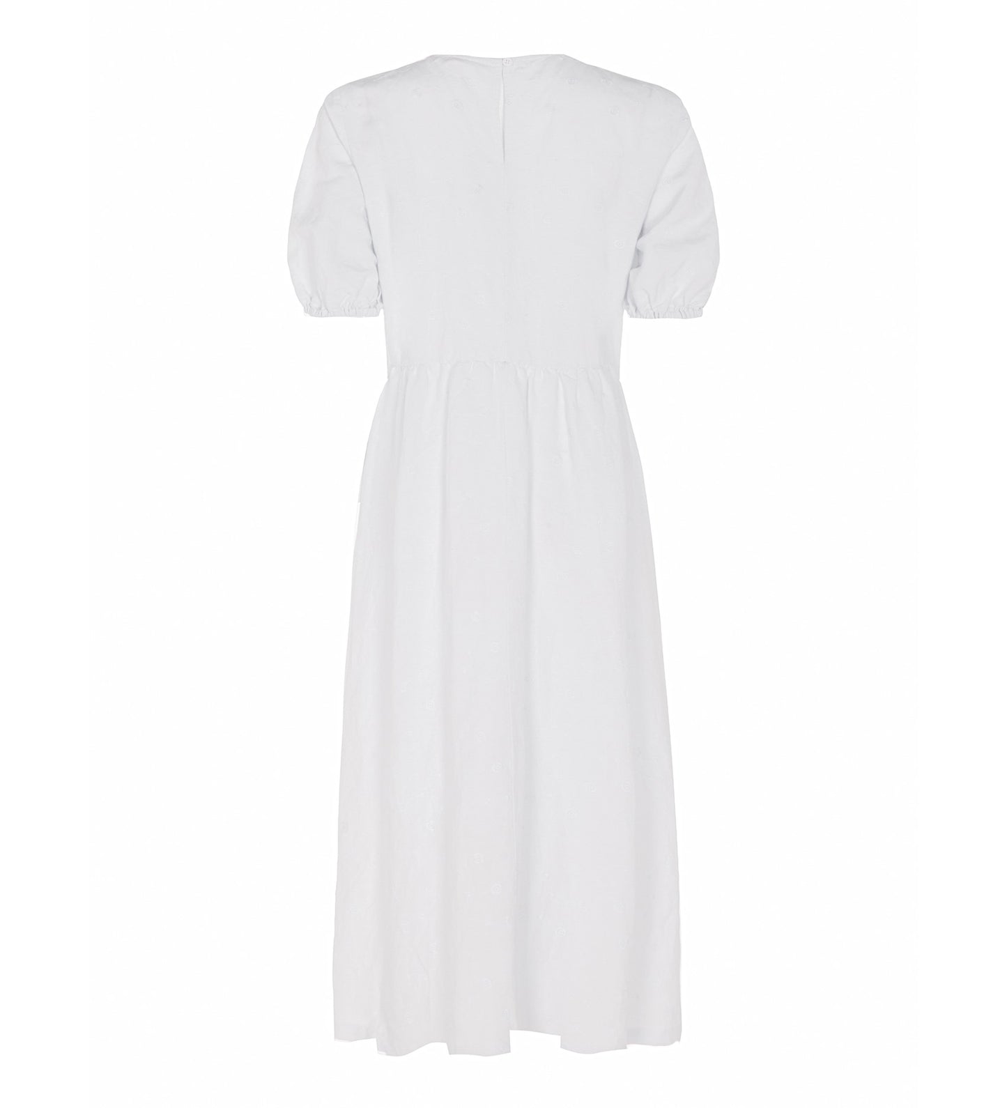 Florence White Embroidered Floral Linen Rich Dress