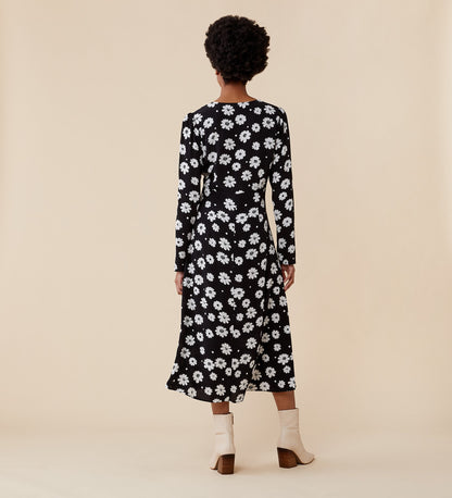 Penny Midi Black Daisy Dress