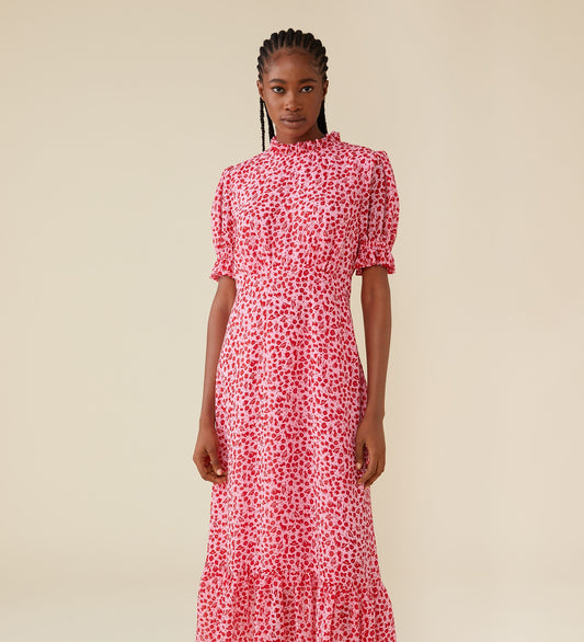 Camille Midi Chiffon Pink Floral Dress