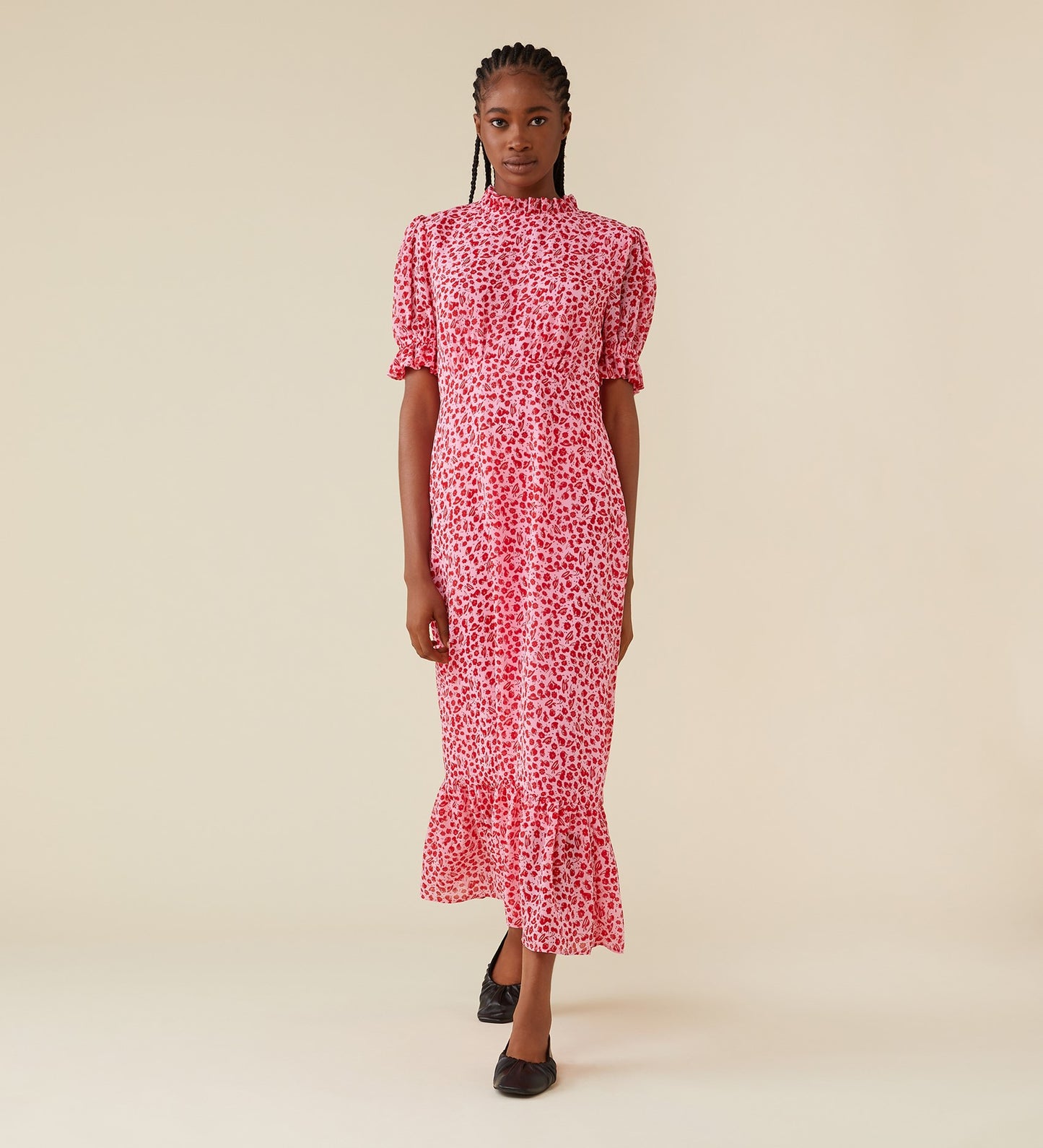 Camille Midi Chiffon Pink Floral Dress