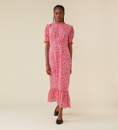 Camille Midi Chiffon Pink Floral Dress