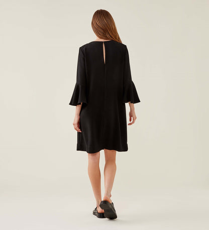 Izzy Black Crepe Midi Dress